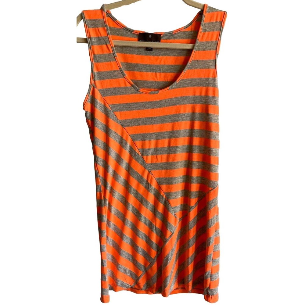 FENN WRIGHT MANSON Orange/Gray Striped Knit Tank Top Tunic Womens Small‎
